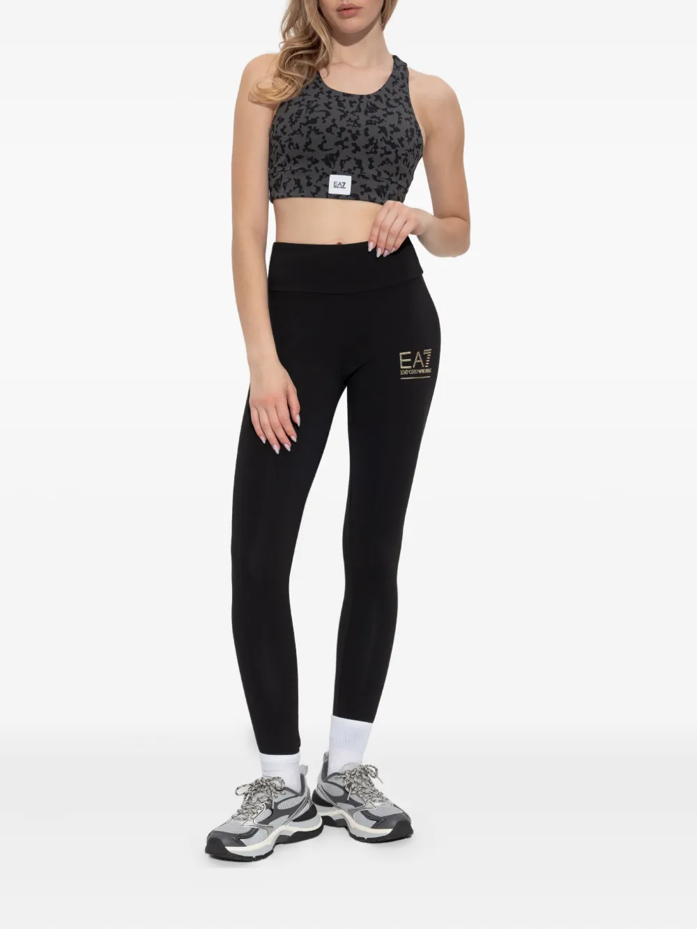 Ea7 Emporio Armani cross-back leopard-print top | Vests & Tank Tops | Image 2