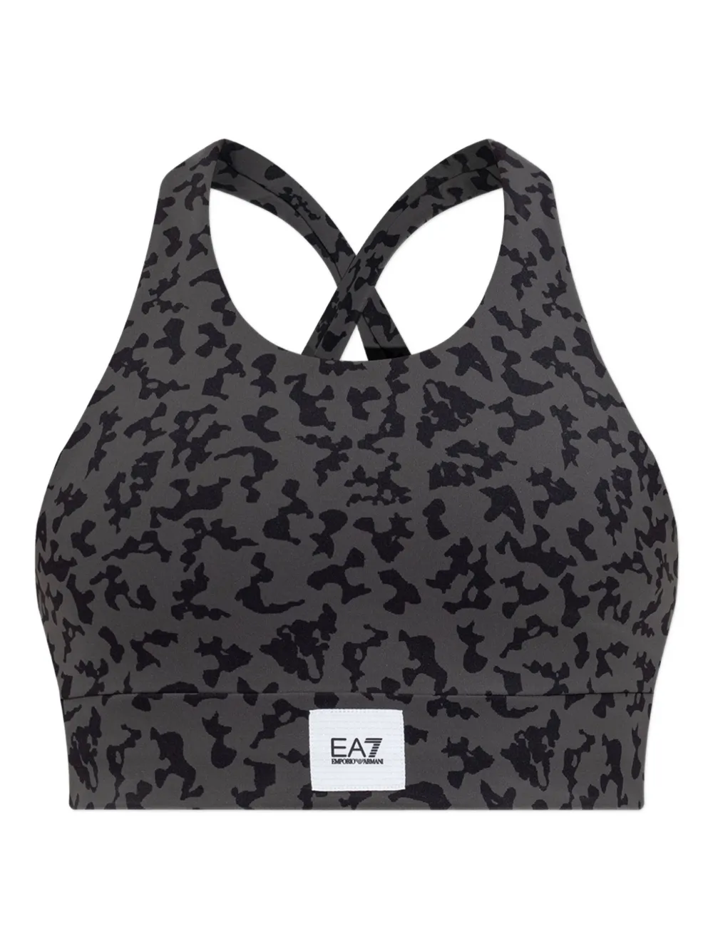 Ea7 Emporio Armani cross-back leopard-print top | Grey | Image 1