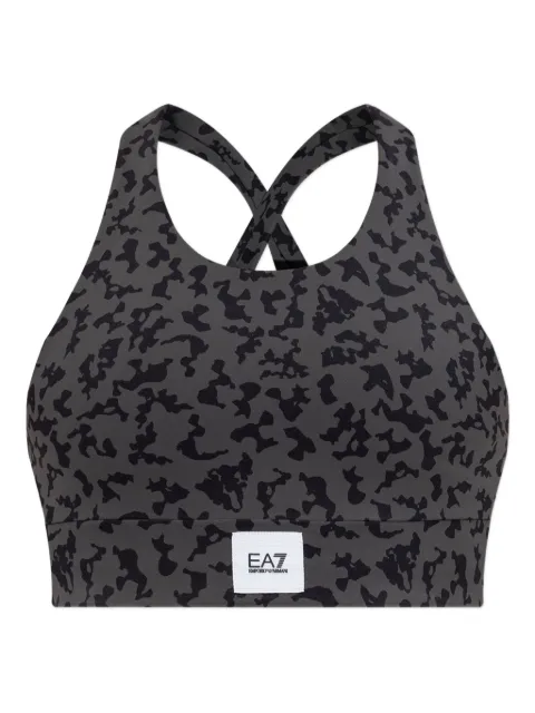Ea7 Emporio Armani cross-back leopard-print top