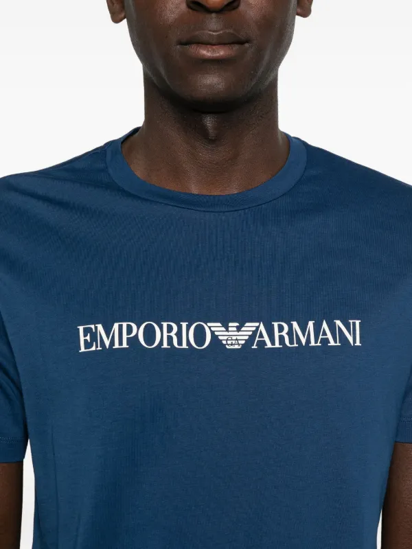 Emporio Armani logo-print T-shirt | Blue | FARFETCH TW