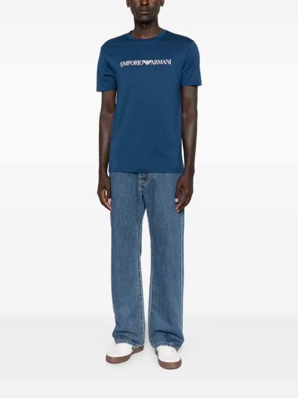 Emporio Armani logo-print T-shirt | Blue | FARFETCH CA