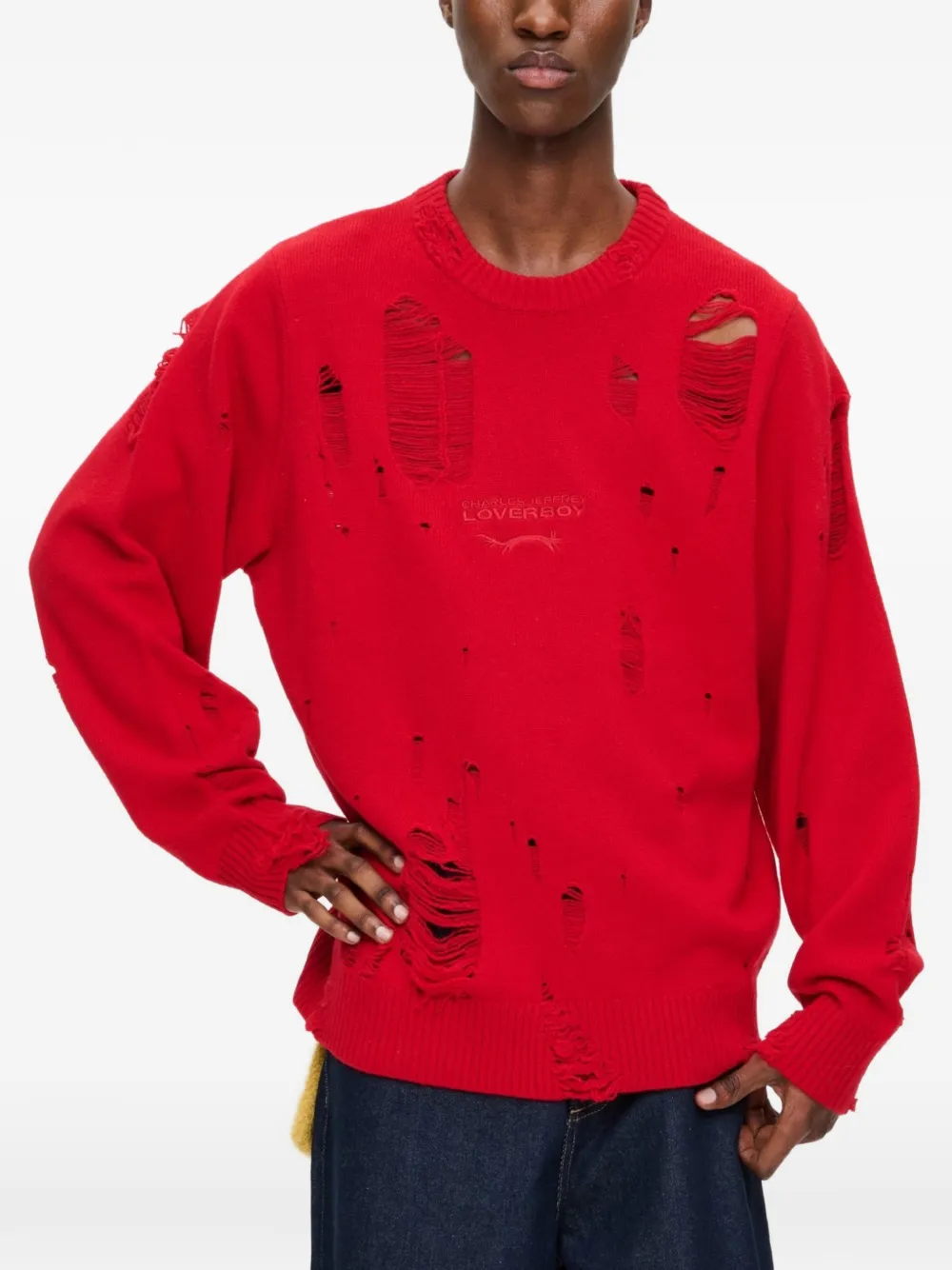 Charles Jeffrey Loverboy Gerafelde trui Rood