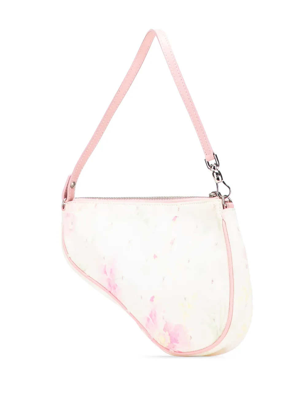 Pre-owned Dior 2003 Mini Canvas Girly Saddle Pochette Shoulder Bag In Pink