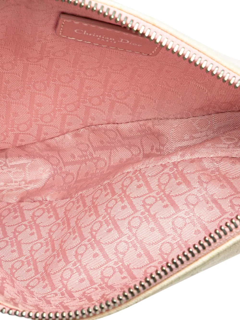 Pre-owned Dior 2003 Mini Canvas Girly Saddle Pochette Shoulder Bag In Pink