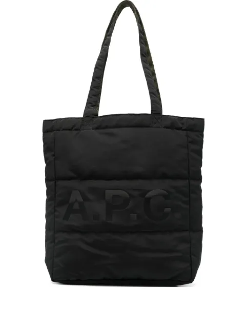 A.P.C. tote capitonada con logo estampado