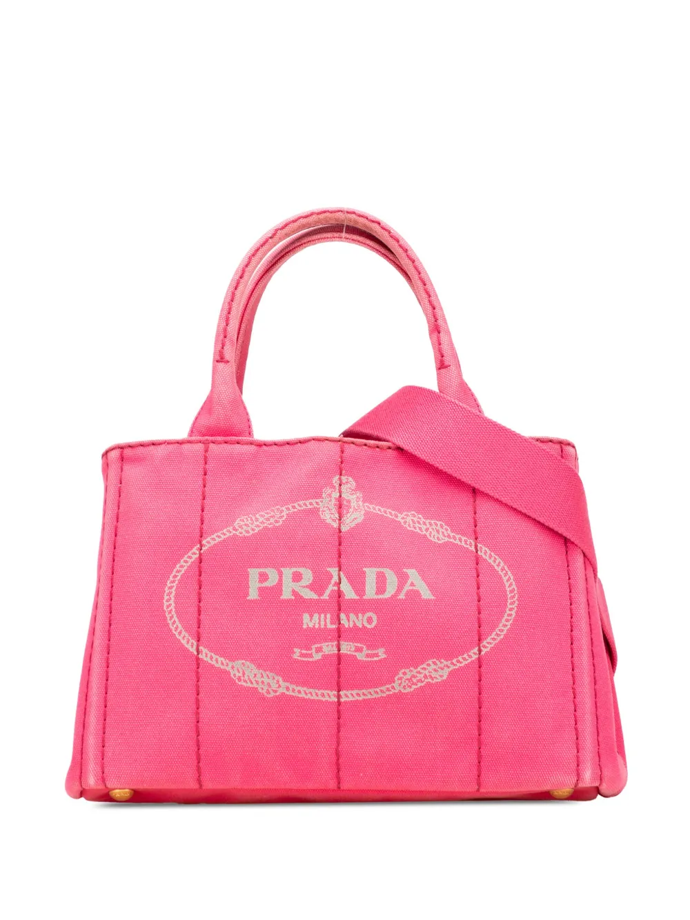 Pre-owned Prada 2010-2025 Small Canvas Canapa Logo Satchel In Pink