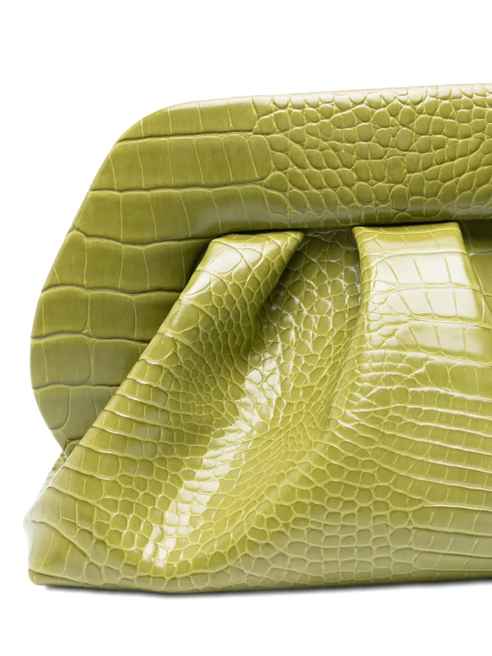Themoirè Tia Crocodile-effect Clutch Bag In Green