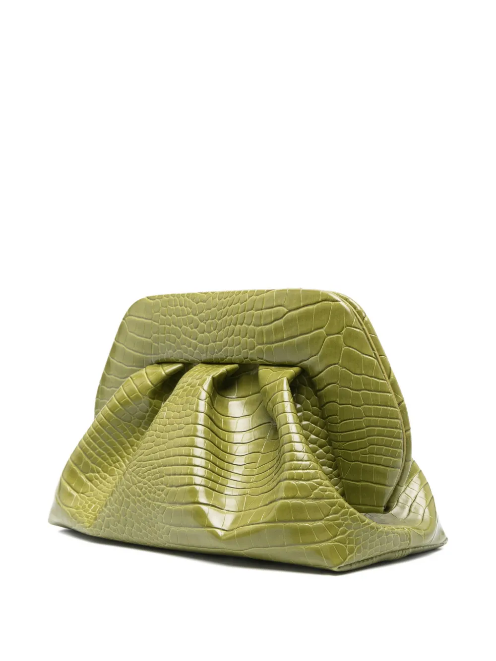 Themoirè Tia Crocodile-effect Clutch Bag In Green