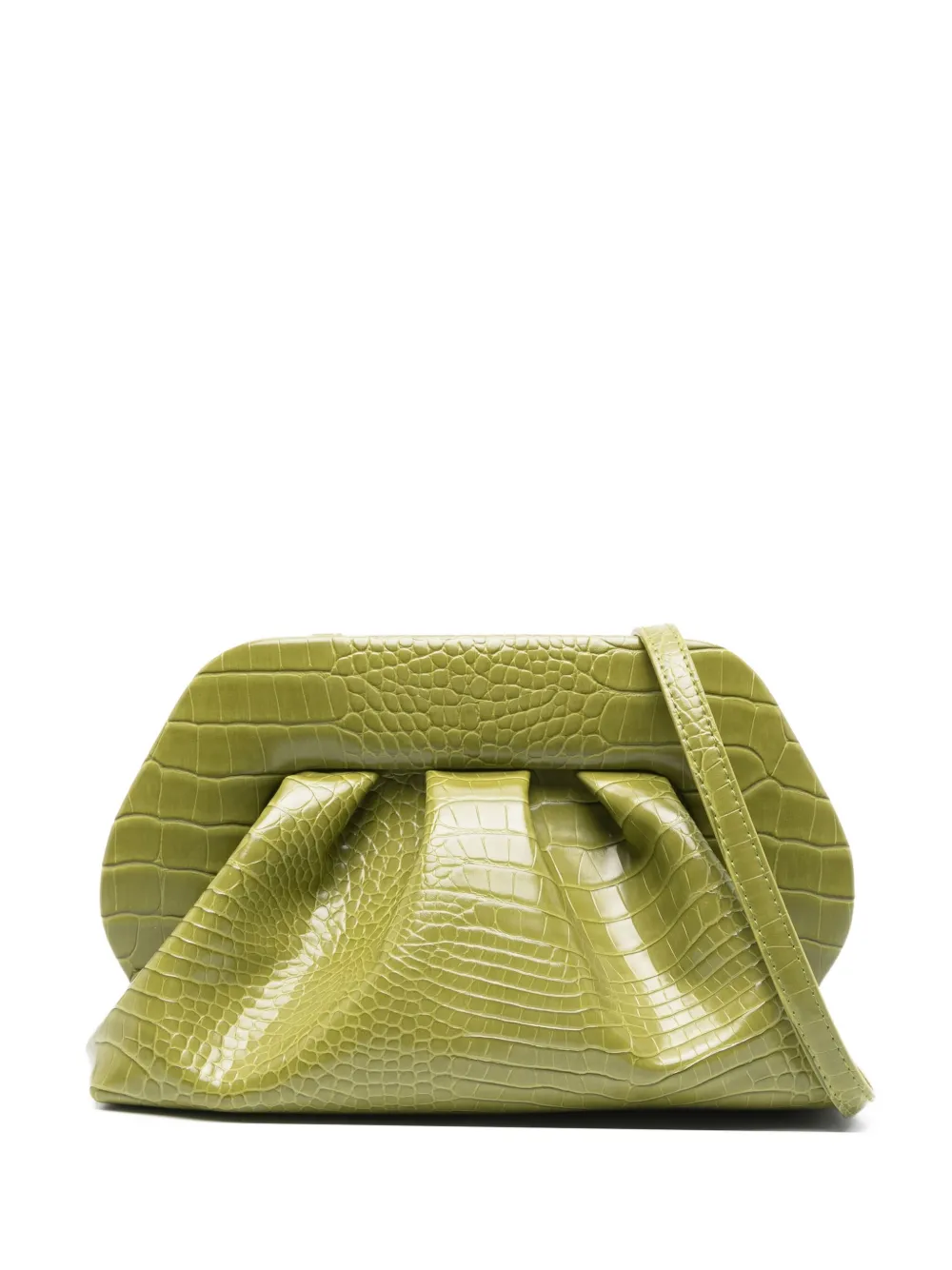 Themoirè Tia crocodile-effect clutch bag | Green | Image 1