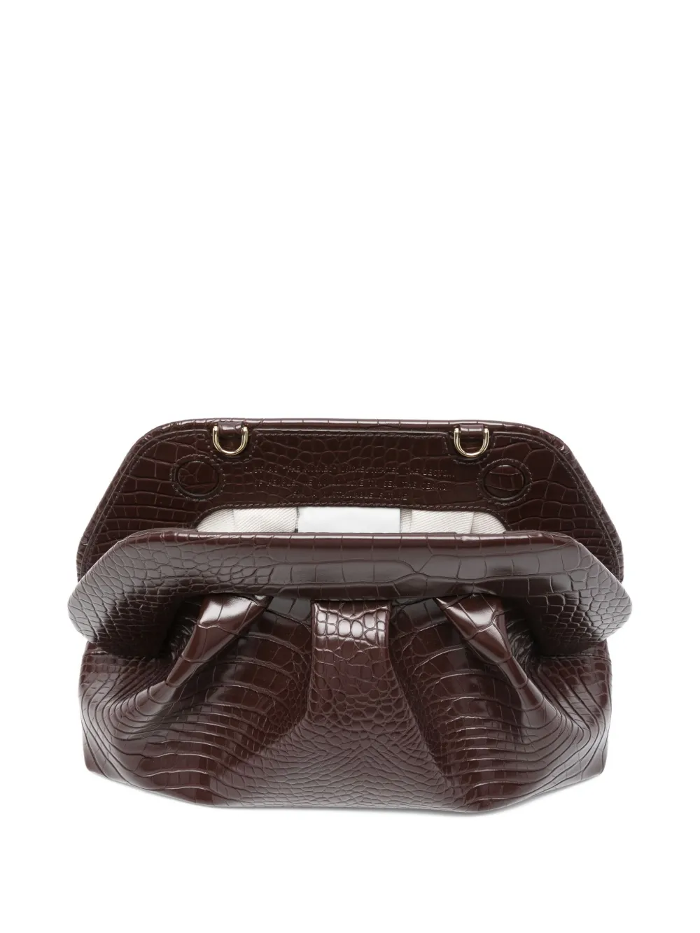 Themoirè Croco Texture Pleated Clutch Bag In Brown