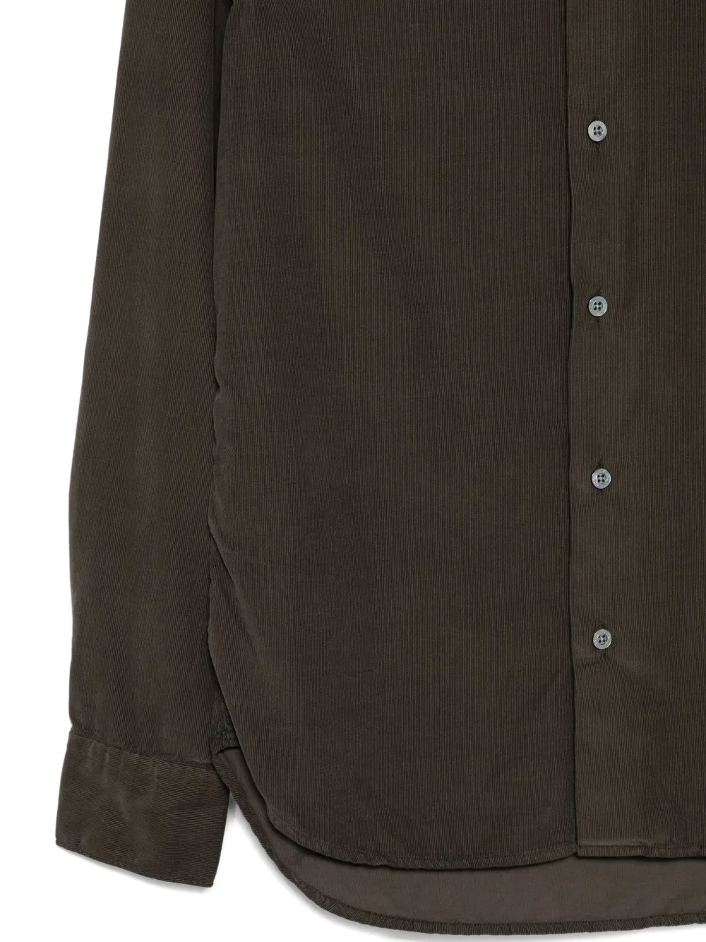 Canali Corduroy Long-sleeve Shirt In Brown