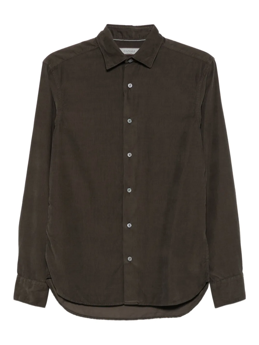 Canali Corduroy Long-sleeve Shirt In Brown