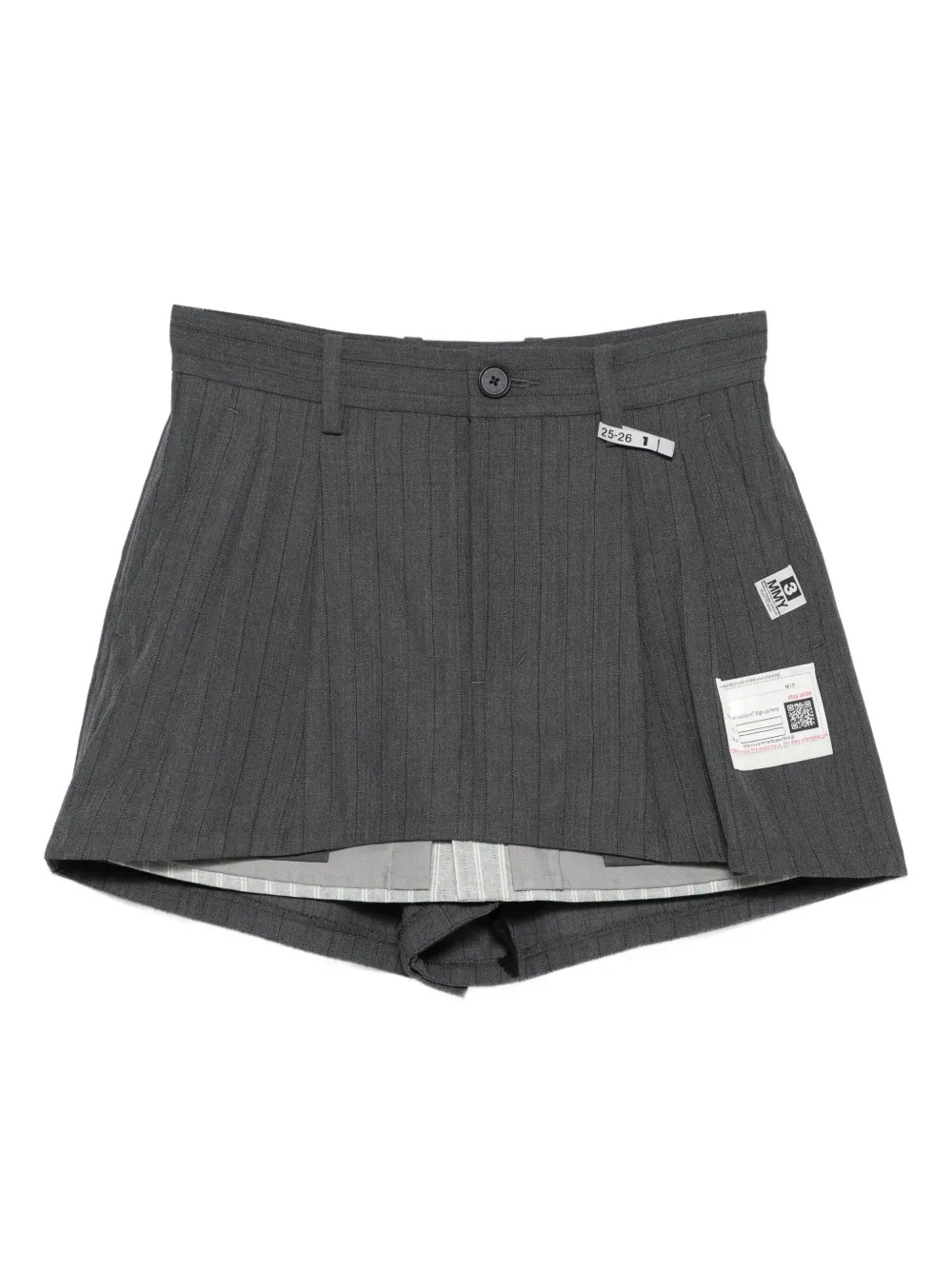 Maison MIHARA YASUHIRO stripe-pattern pleat-detail shorts | Grey | Image 1