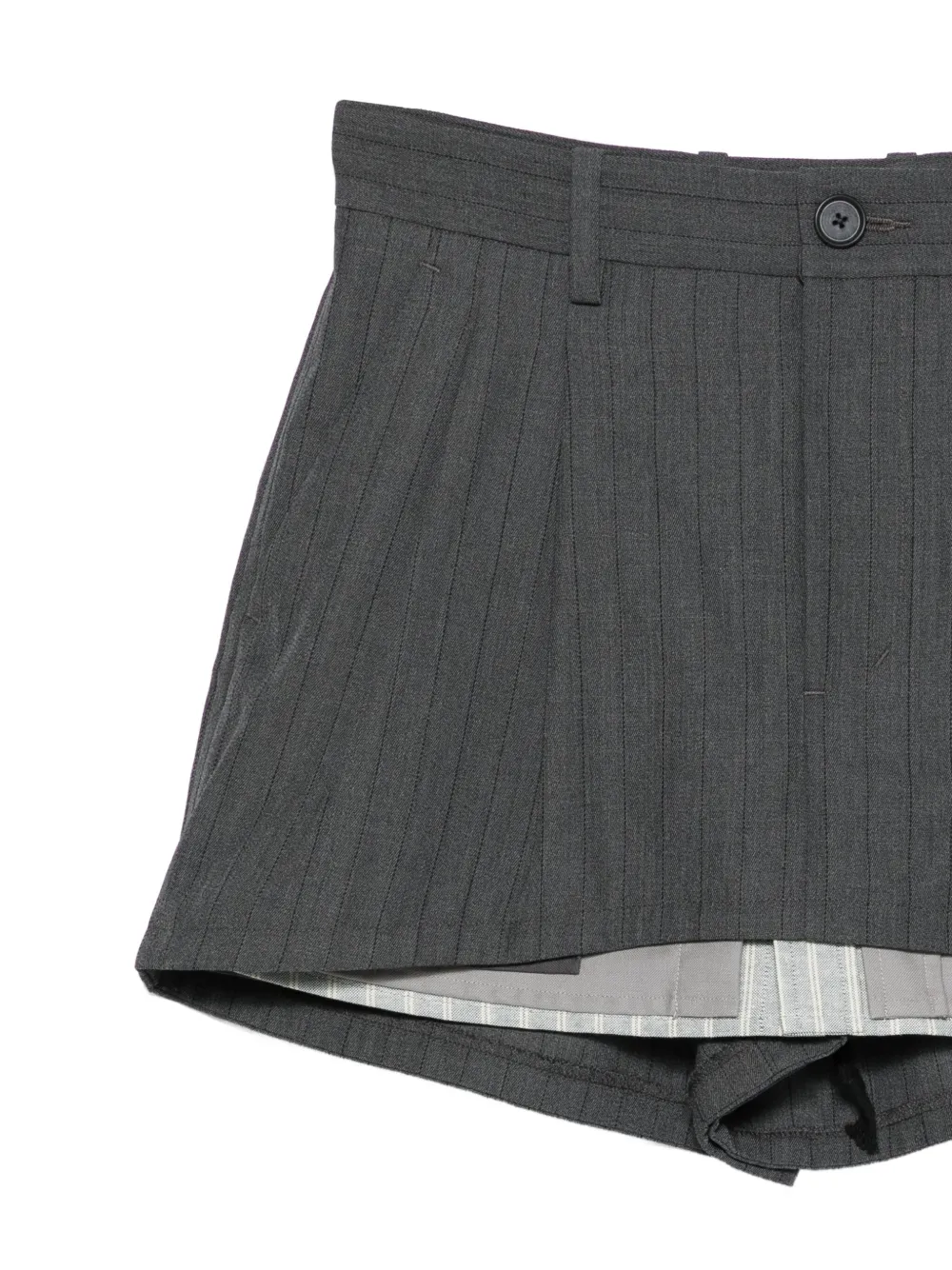 Miharayasuhiro Stripe-pattern Pleat-detail Shorts In Gray