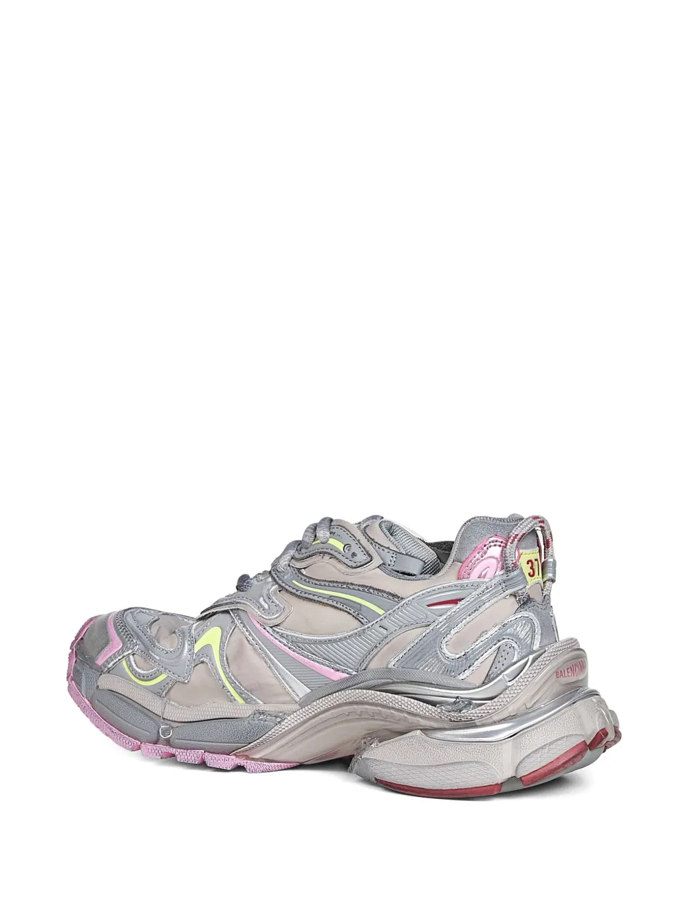 Balenciaga Women Runner 2 Nylon Low-top Sneakers With Leather Inserts In Gray