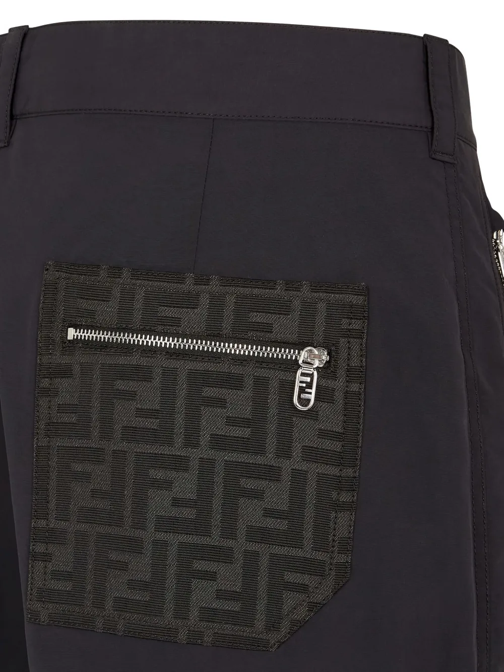 FENDI Broek met zak en FF-patroon Zwart