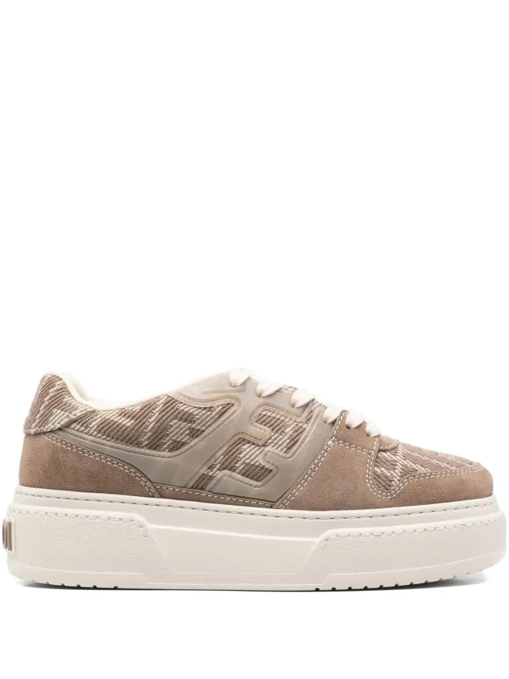 FENDI Match logo platform sneakers Brown