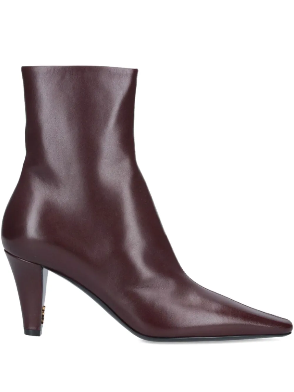 Saint Laurent 75mm Jill Pointed-toe Leather Ankle Boots In Brown