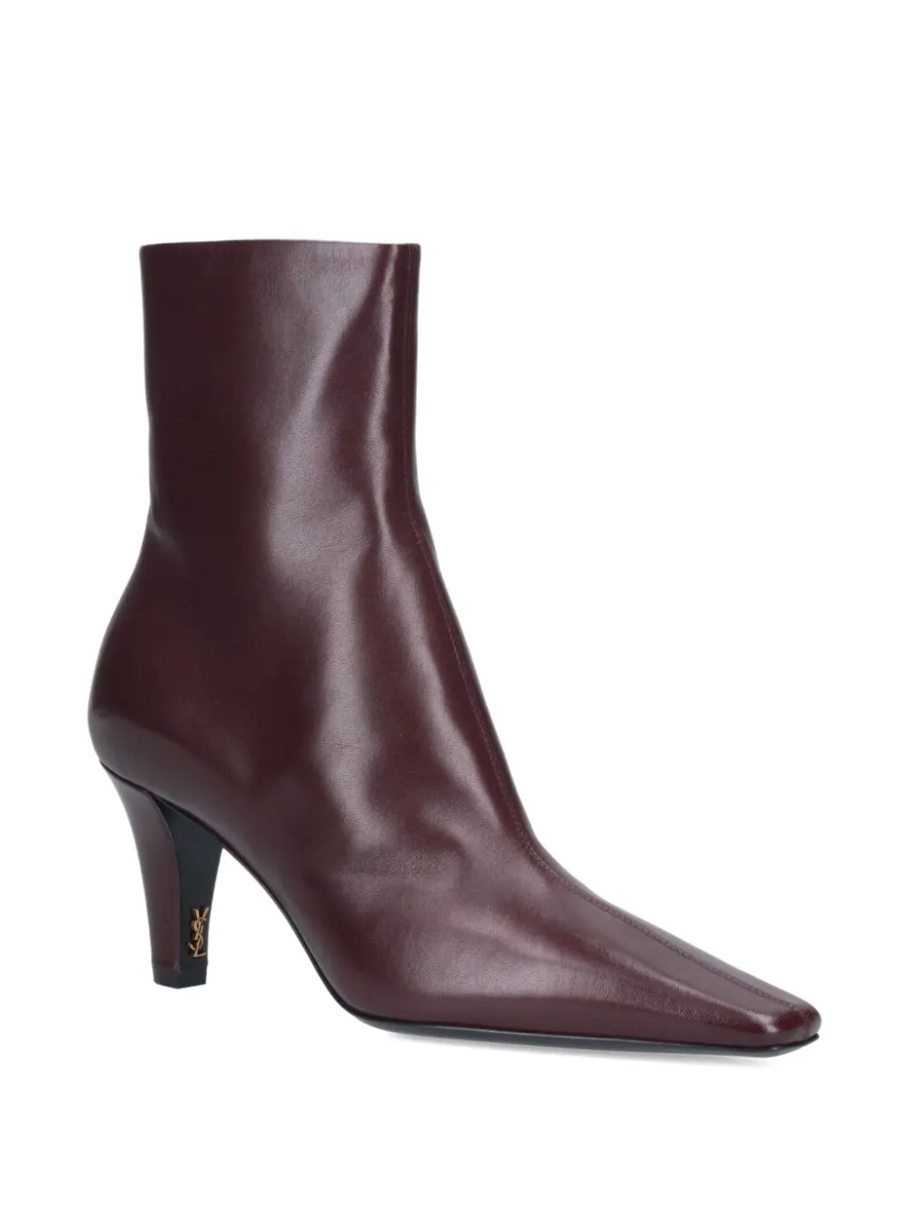 Saint Laurent 75mm Jill Pointed-toe Leather Ankle Boots In Brown