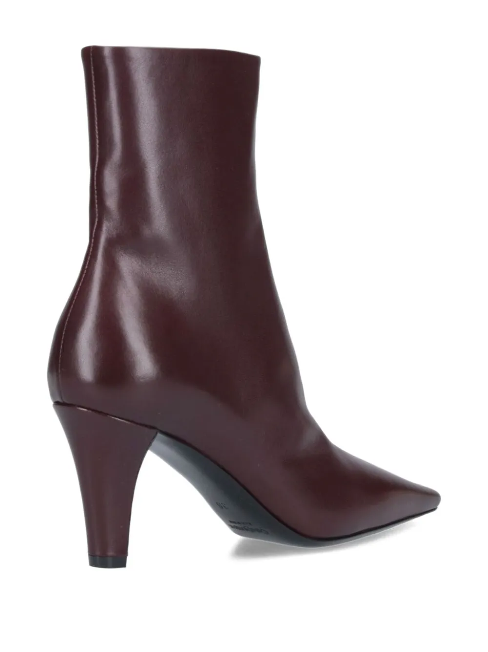 Saint Laurent 75mm Jill Pointed-toe Leather Ankle Boots In Brown