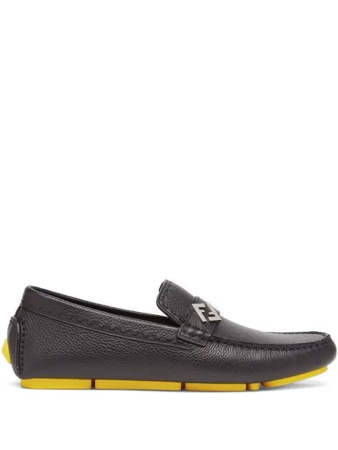 FENDI leather FF logo loafers