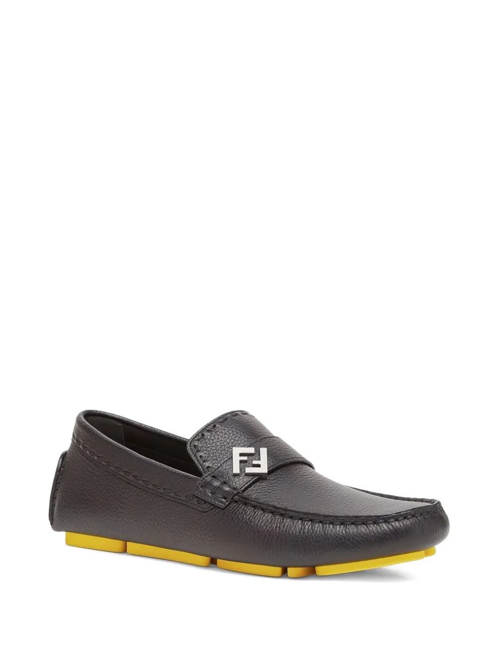 FENDI Leren loafers met FF-logo - Zwart