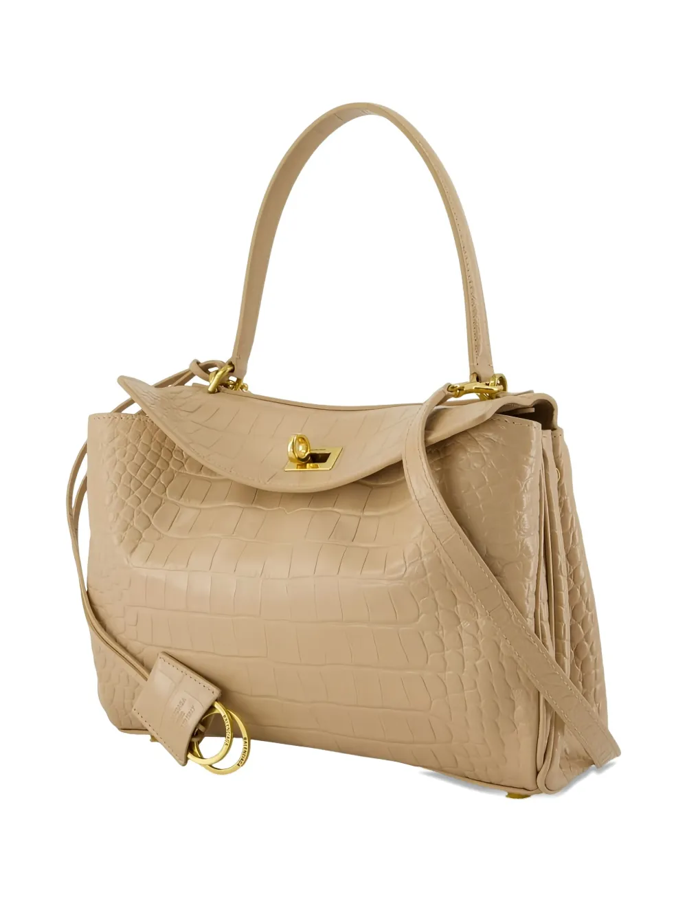Balenciaga Rodeo schoudertas met krokodillen-reliëf - Beige