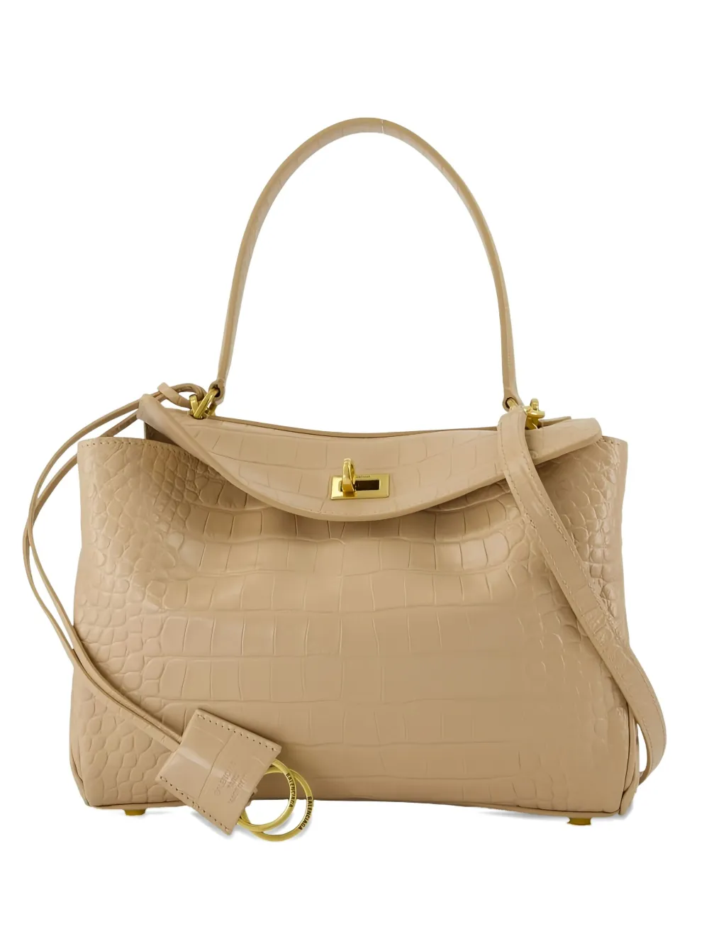 Balenciaga Rodeo schoudertas met krokodillen-reliëf Beige