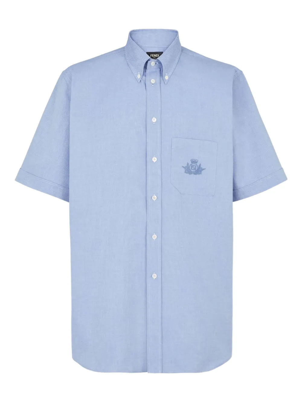 FENDI embroidered-pocket short-sleeve shirt Blauw