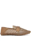 FENDI laser-cut leather loafers - Brown