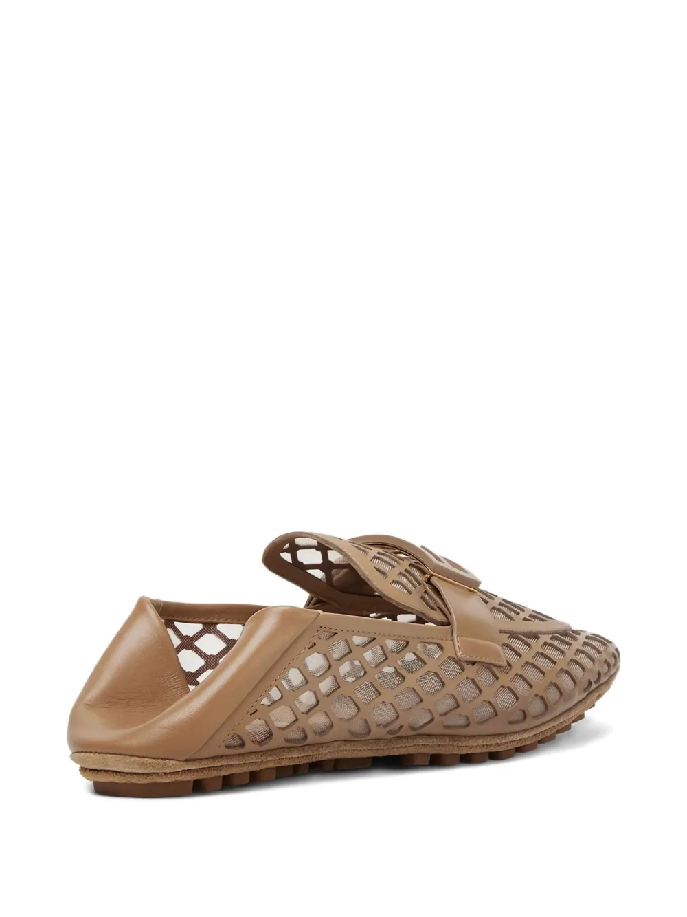 FENDI laser-cut leather loafers Brown