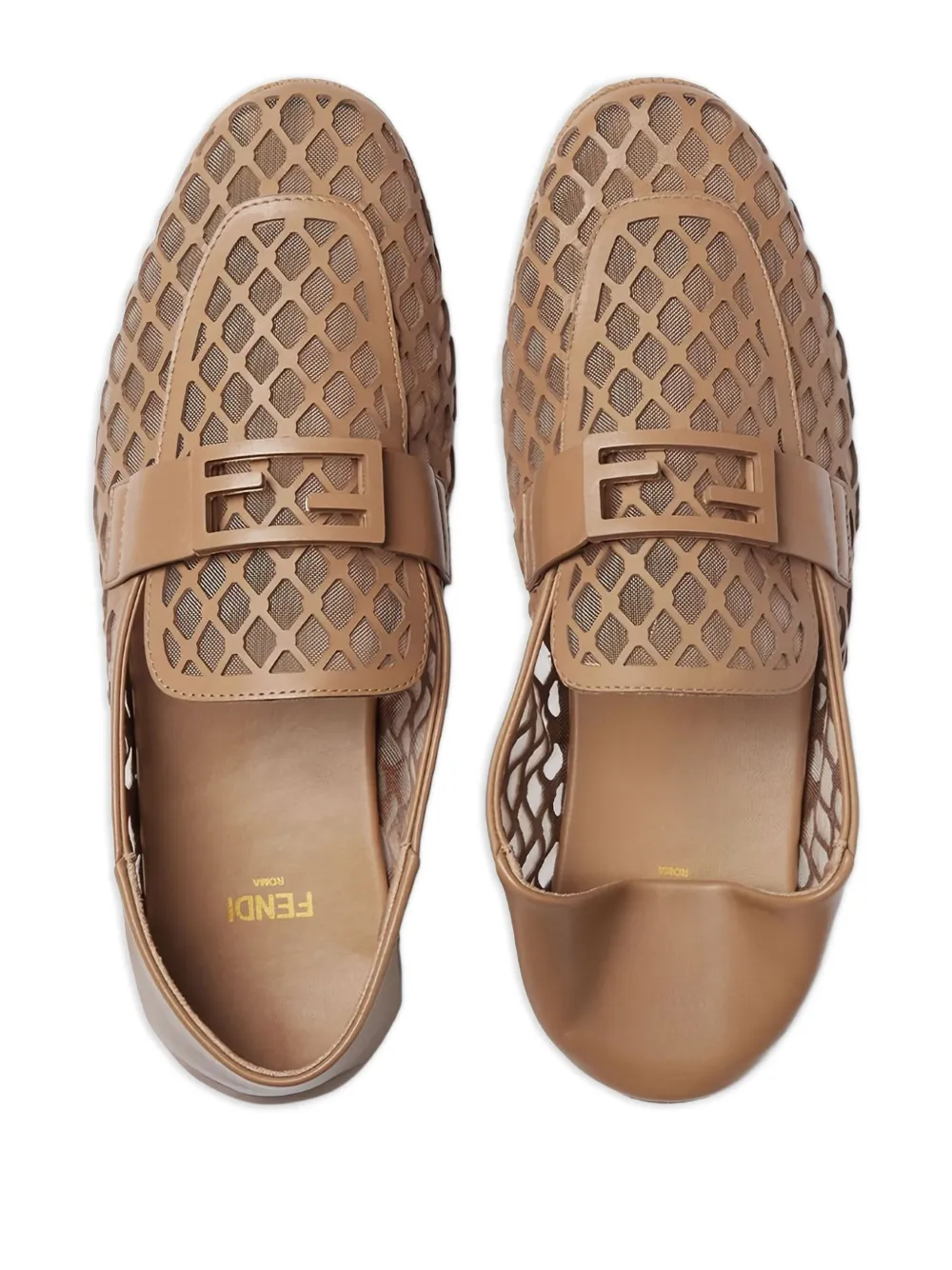 FENDI laser-cut leather loafers Brown