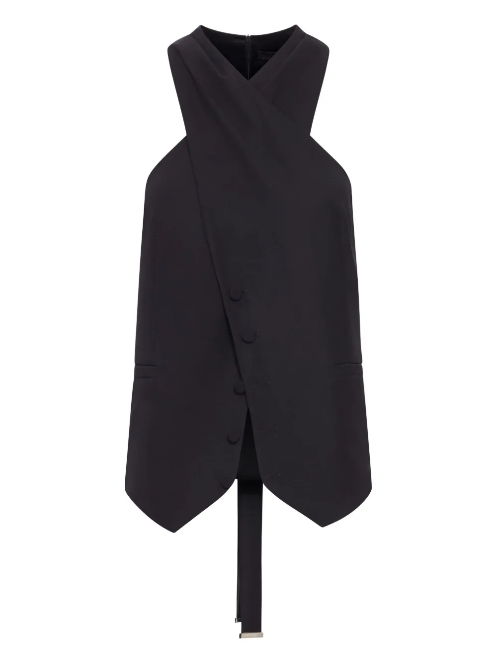Max Mara wrap-neck wool waistcoat Zwart
