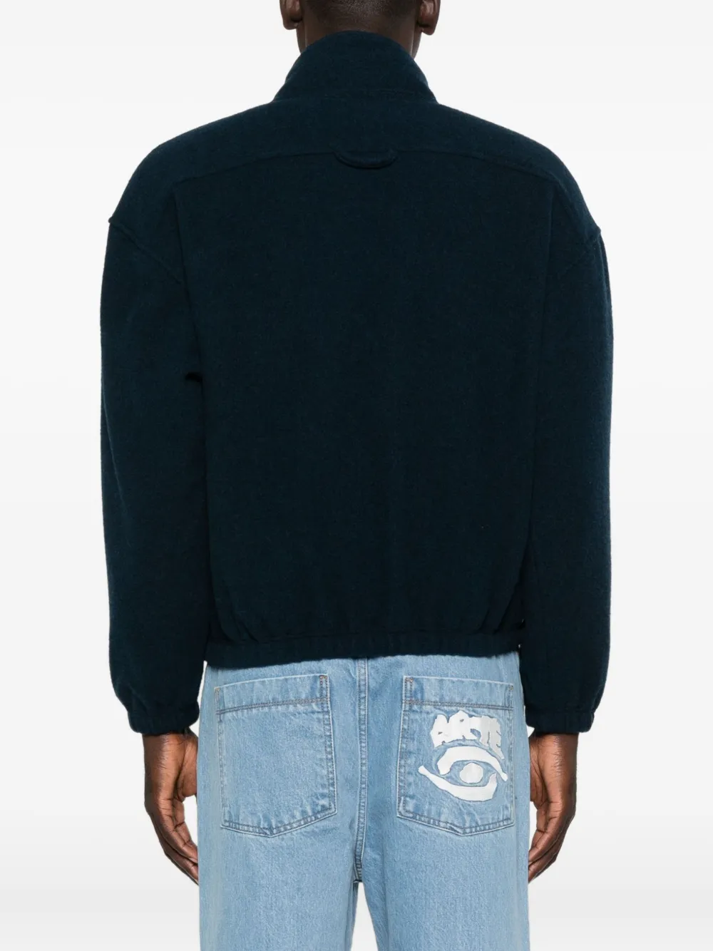 Rier Zip-pocket Wool Sweater In Blue