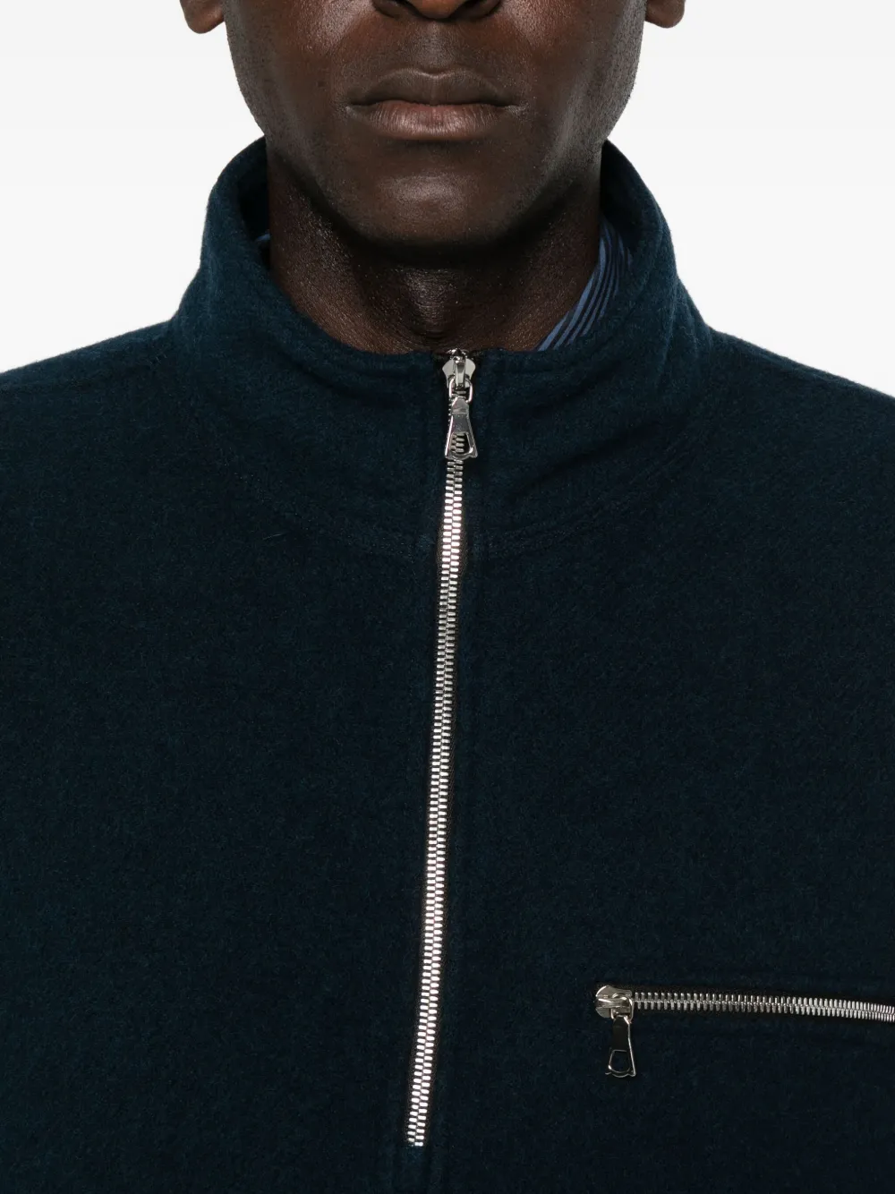 Rier Zip-pocket Wool Sweater In Blue
