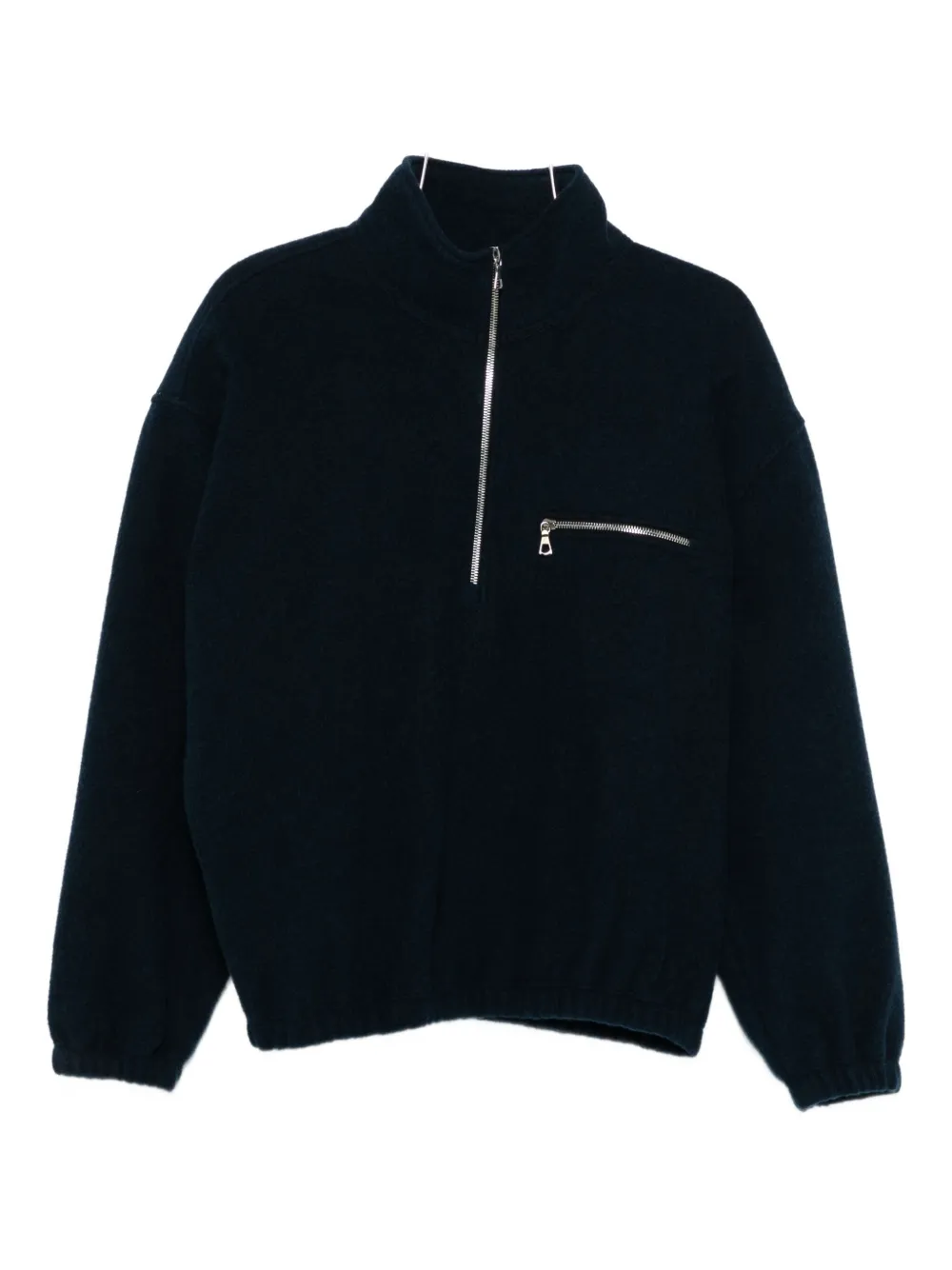 Rier Zip-pocket Wool Sweater In Blue