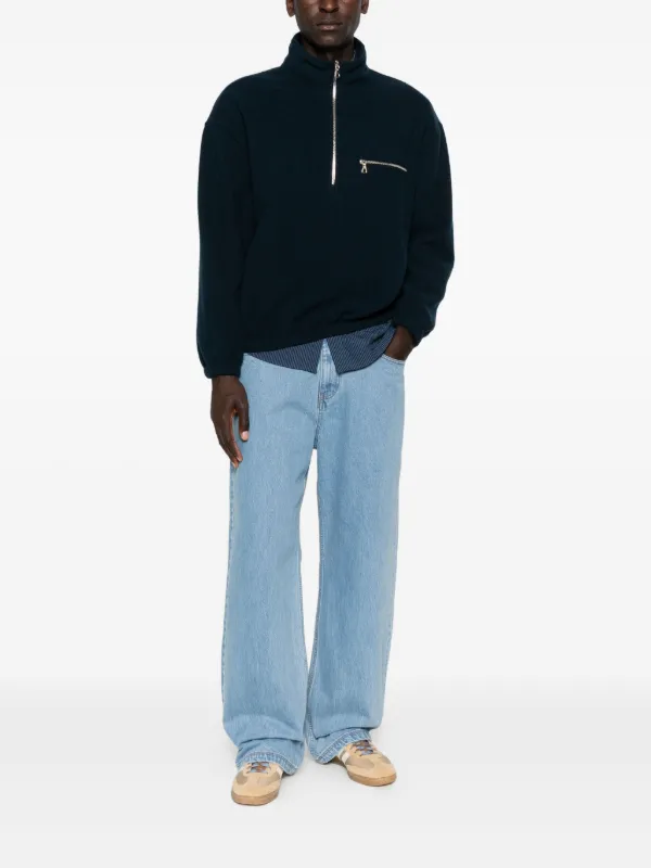 Rier zip-pocket Wool Sweater Blue FARFETCH ID