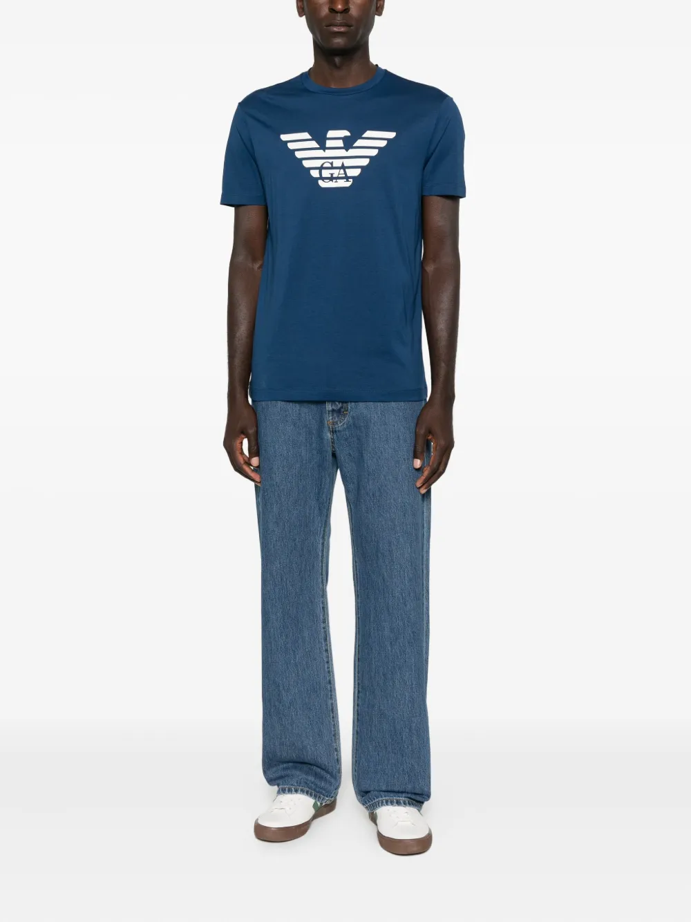 Emporio Armani eagle-logo T-shirt - Blauw