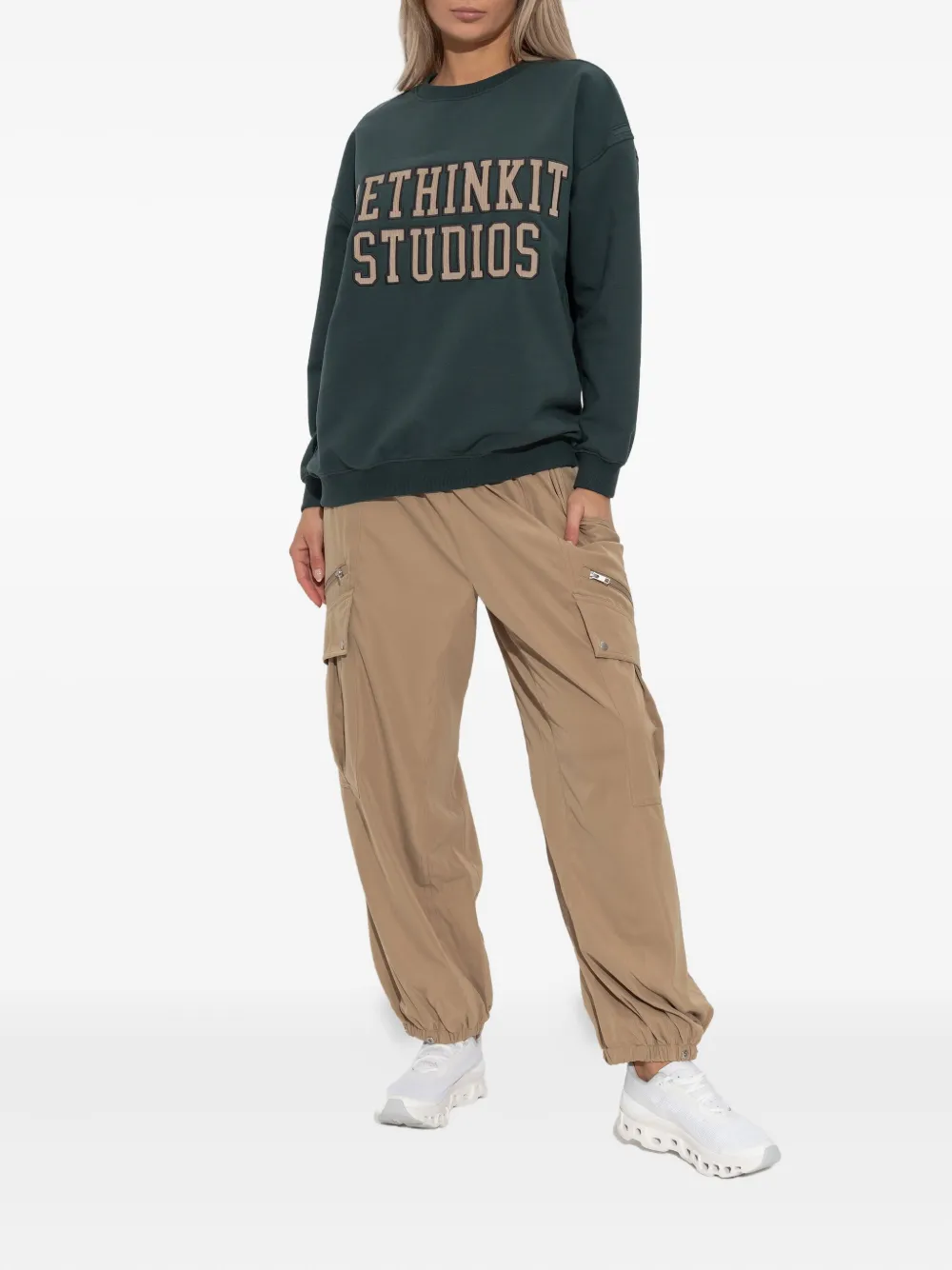 Rethinkit Studios Embroidered-logo Sweatshirt In Green