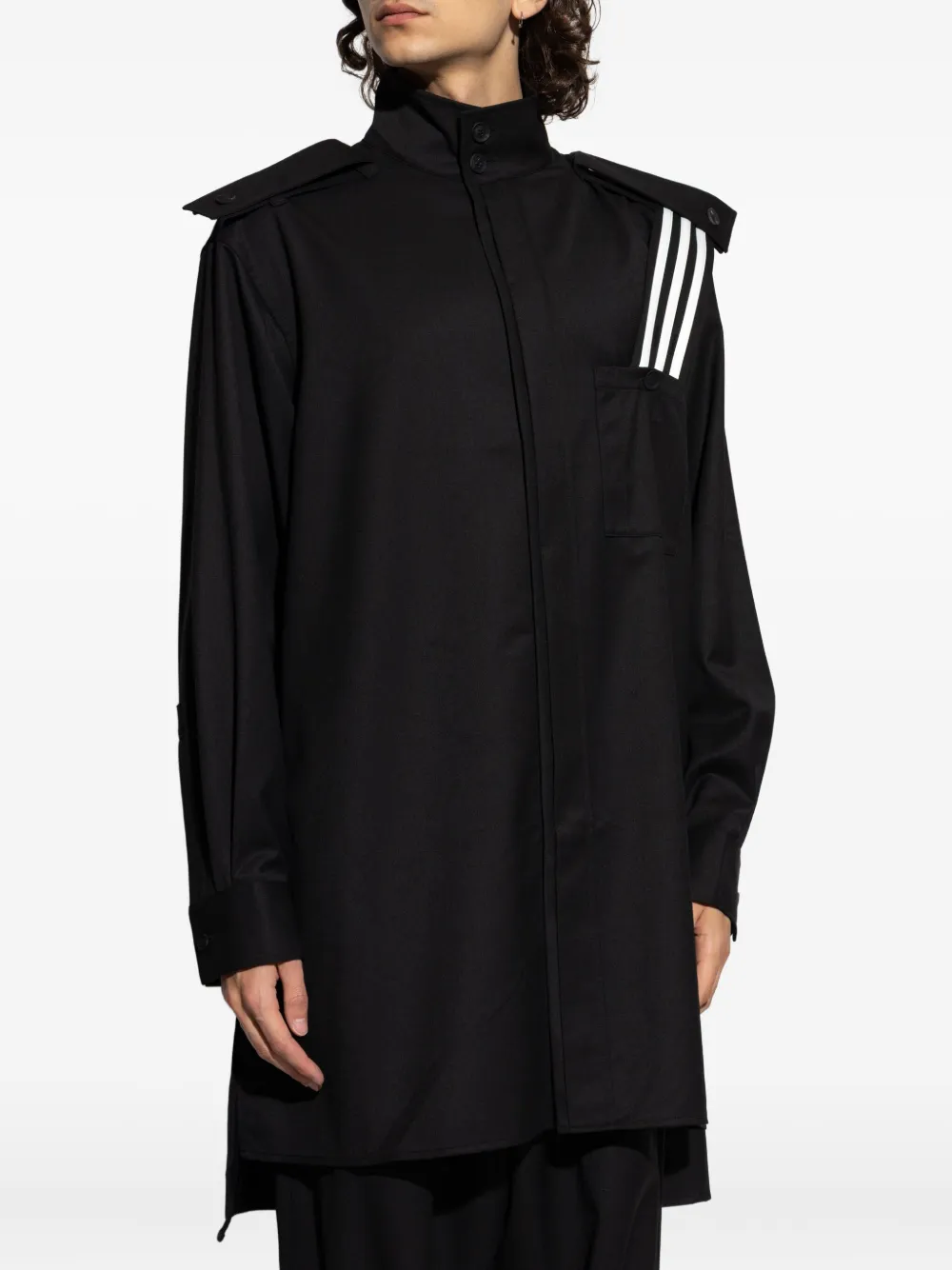 Y-3 Three-stripe Panel Shirt Jacket In Black