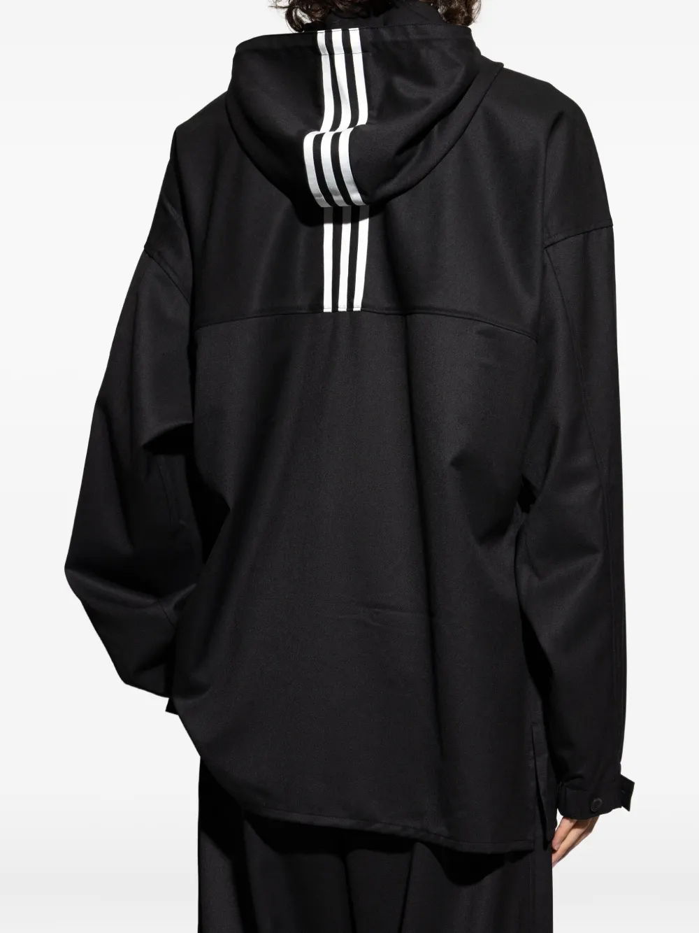 Y-3 Stripe-print Hooded Jacket In Black