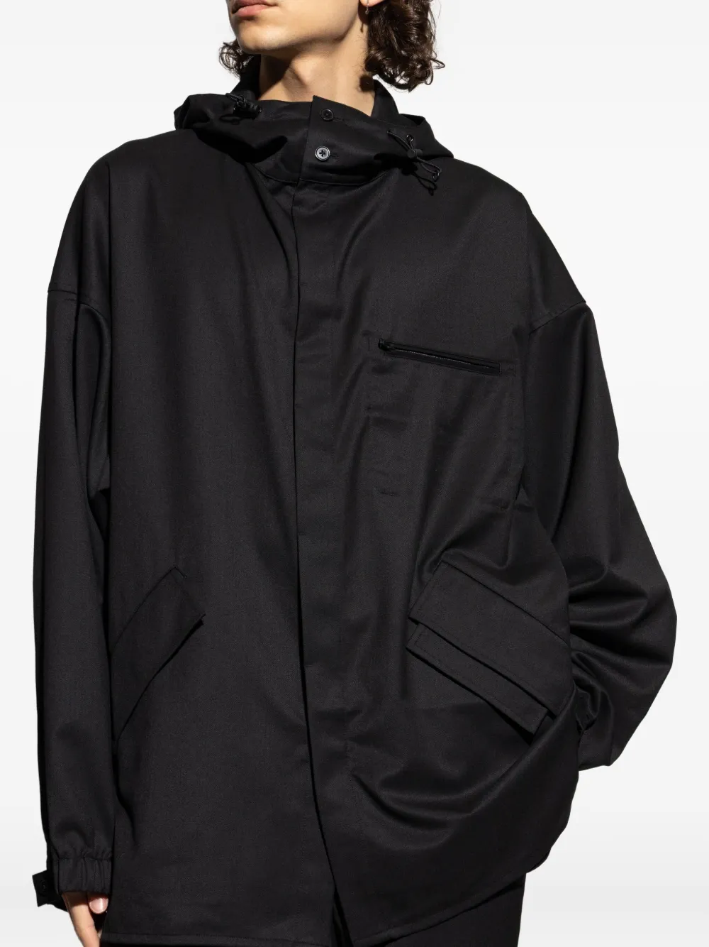 Y-3 Stripe-print Hooded Jacket In Black