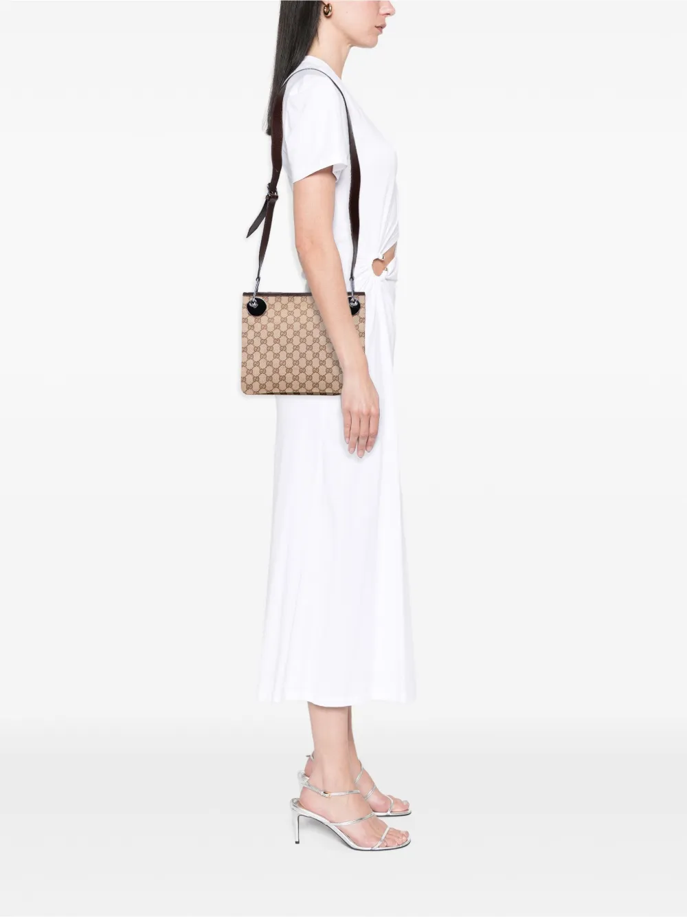 Pre-owned Gucci 2000-2015 Gg Canvas Eclipse Crossbody Bag In Brown