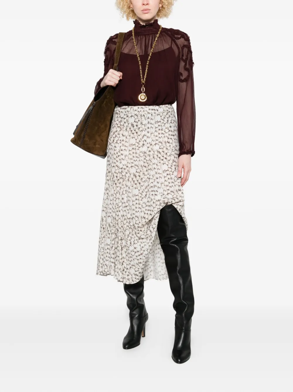 Ulla Johnson ruffled high-neck blouse - Rood