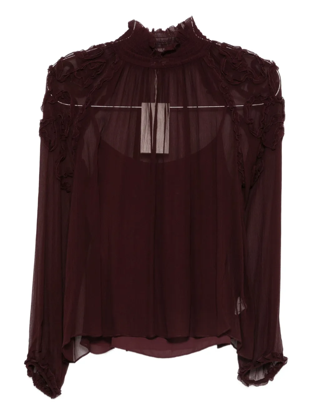 Ulla Johnson Ruffled High-neck Blouse In Red