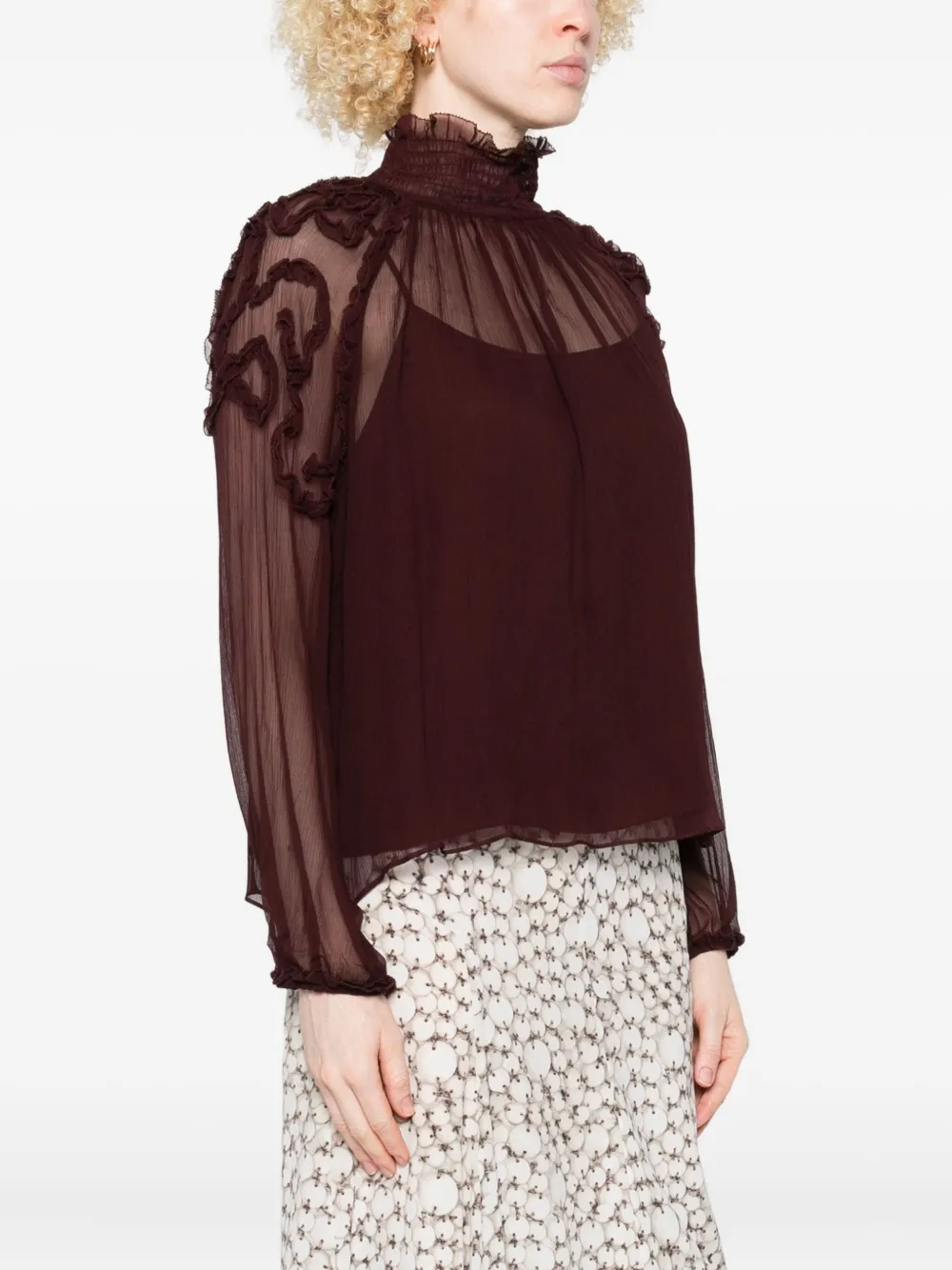 Ulla Johnson Ruffled High-neck Blouse In Black