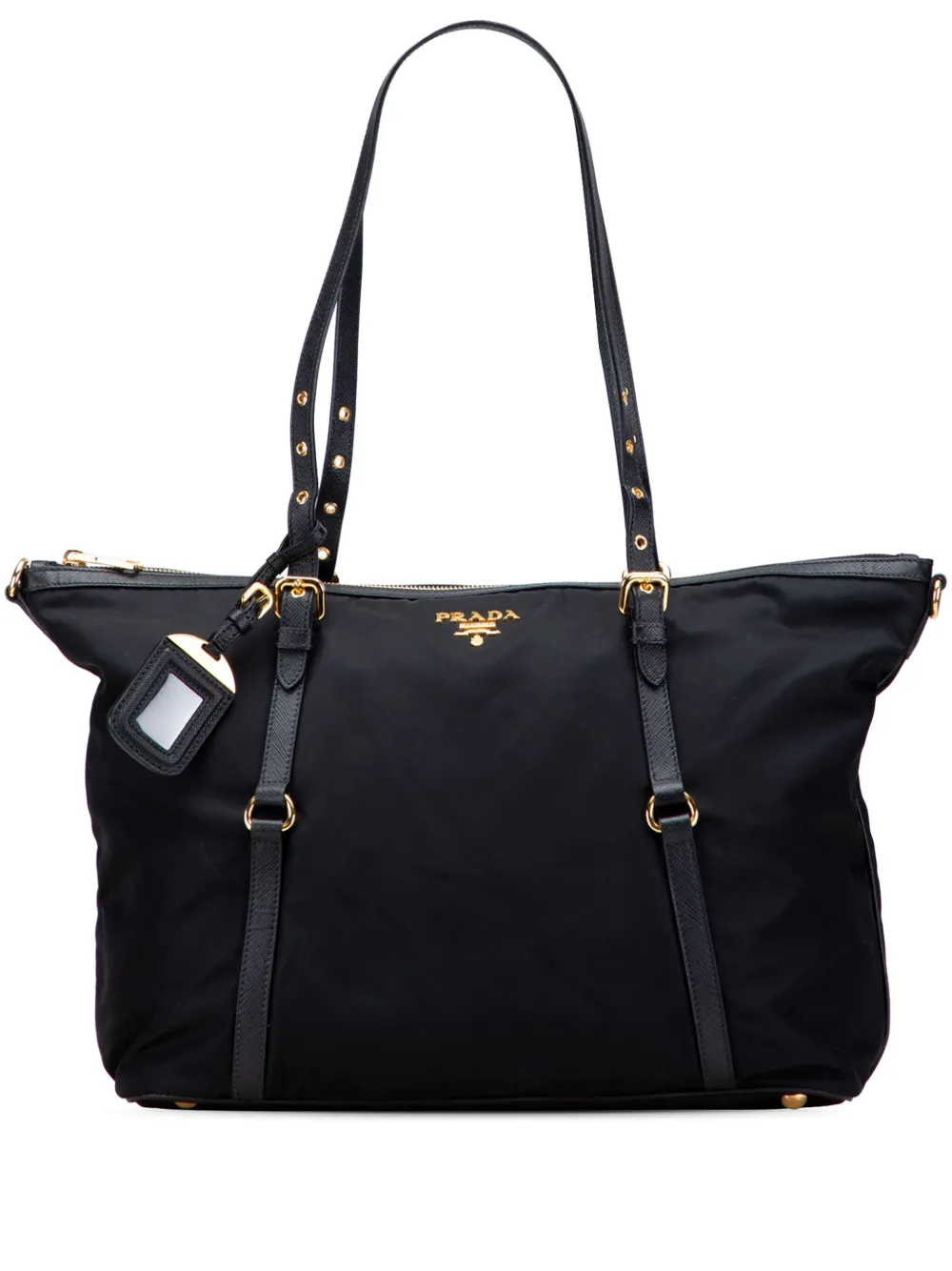 Prada Pre-Owned 2013-2025 Saffiano Trimmed Tessuto satchel | Black | Image 1