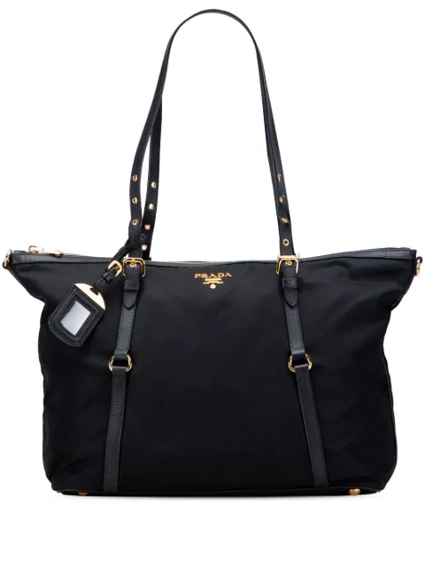 Prada Pre-Owned 2013-2025 Saffiano Trimmed Tessuto satchel