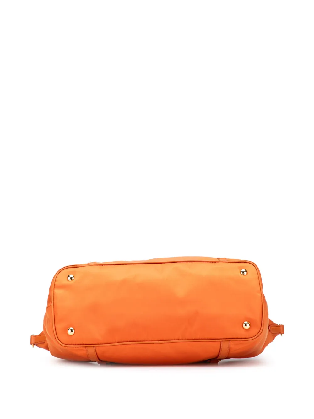 Pre-owned Prada 2013-2025 Saffiano Trimmed Tessuto Satchel In Orange