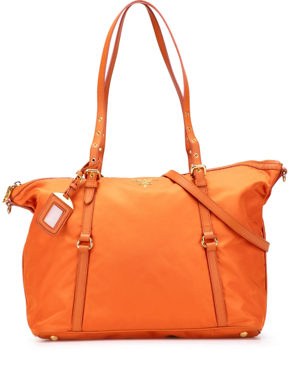 Prada Pre-Owned 2013-2025 Saffiano Trimmed Tessuto satchel | Orange | Image 1
